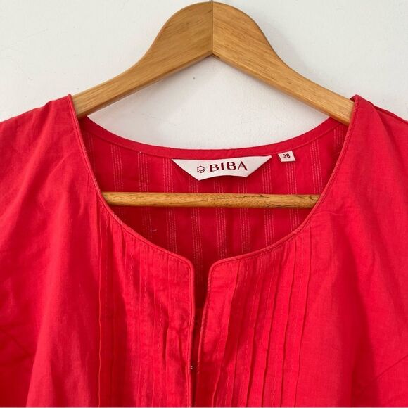 Biba Coral Pink  Bell Sleeves Cotton Pockets Maxi Dress - Picture 7 of 12